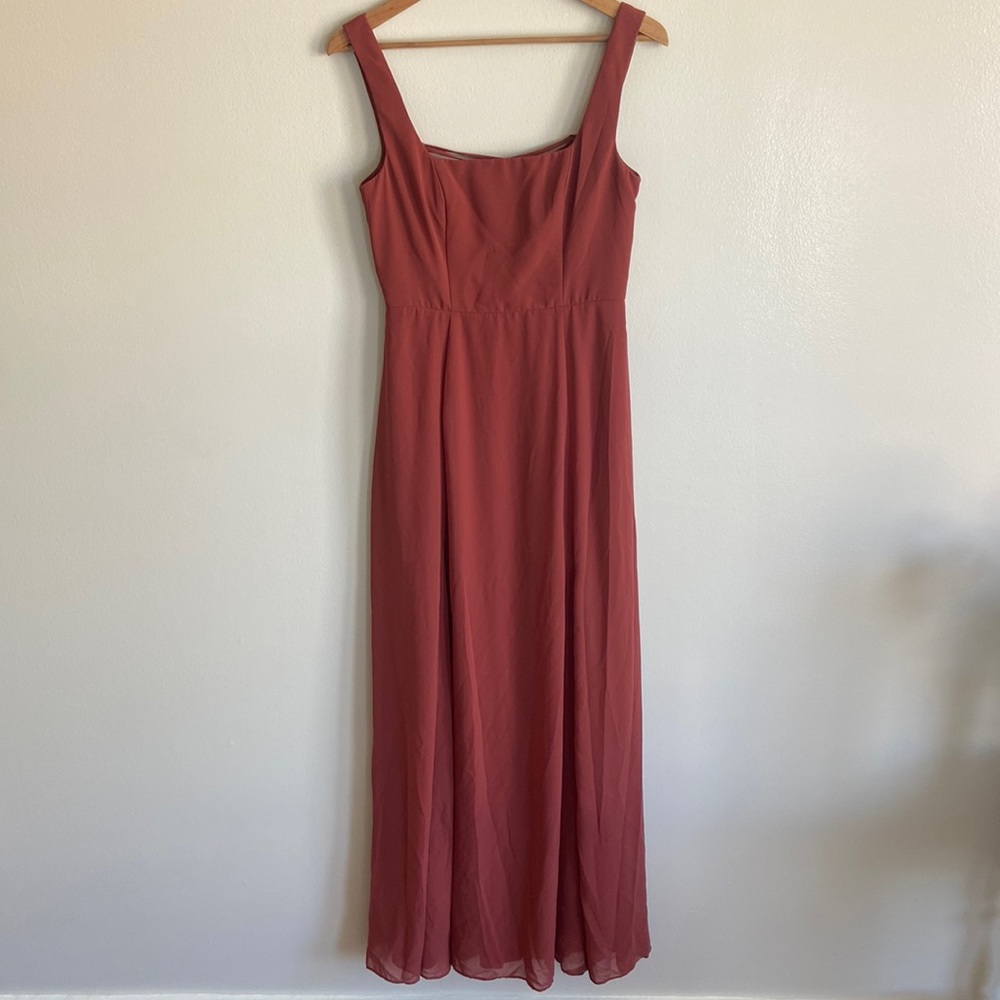 Red corset dress with slit